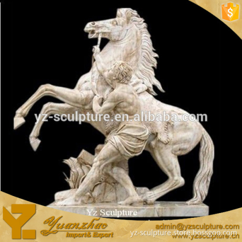 Life Size White Mable Carving Jumping horse sculpture for garden decoration